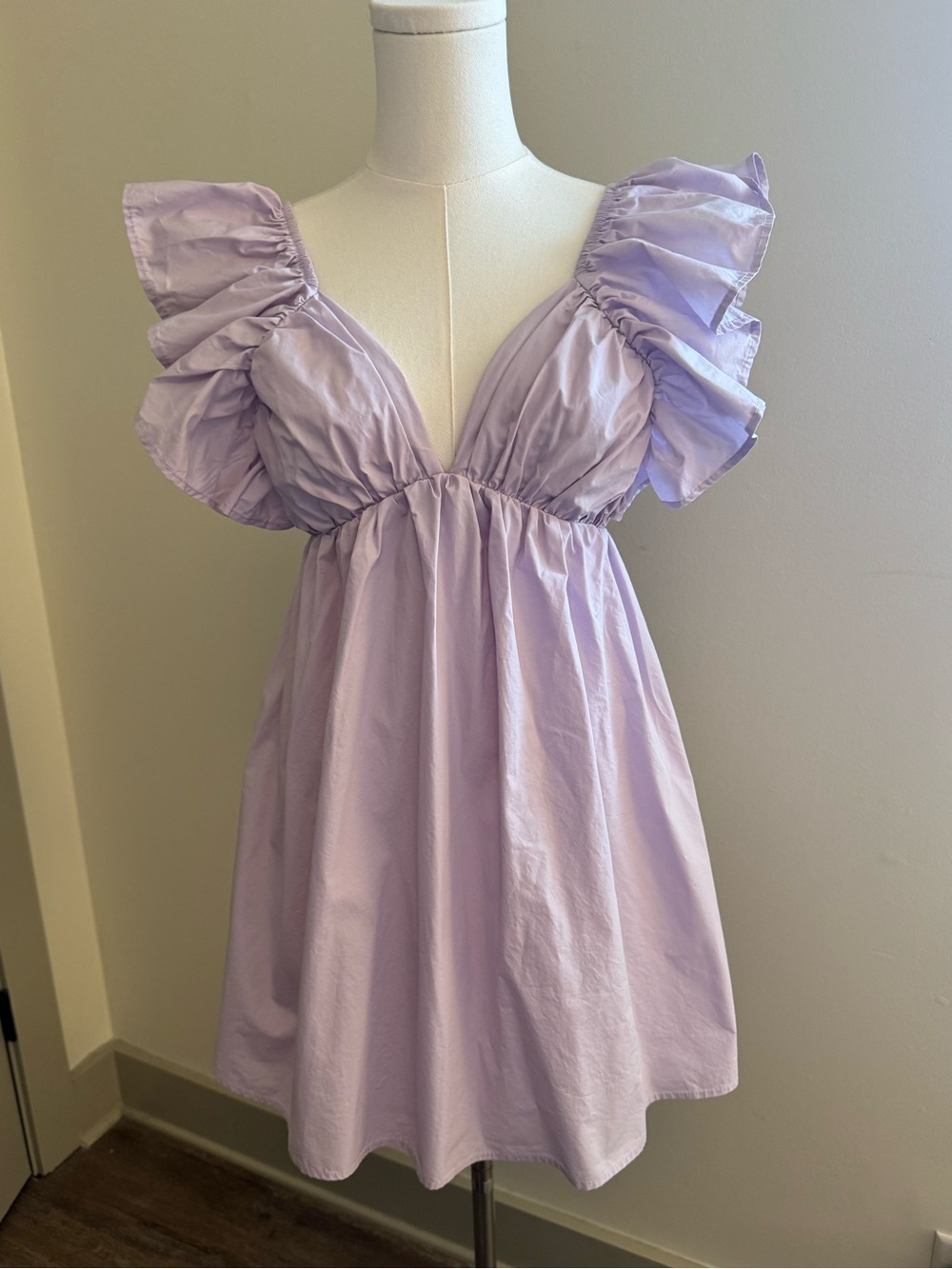 Lilac Ruffle Sleeve Babydoll Dress